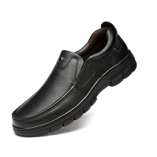 Wide Feet Round Head Shallow Mouth Large Size Foot Cover Men's Shoes Men's Outdoor Casual Leather Shoes Rubber Non-slip Sole_vogvips.com