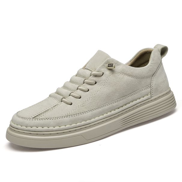 Men's Board Shoes Thick-soled Lace-up Round Head Board Shoes Casual Shoes Low-top Suede Leather Handmade Sports_vogvips.com