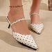 Fashionable Slip-on Women's Sandals Pointed Toe And Closed Front, Sexy High-heeled Shoes With Polka Dot Strap, Suitable_vogvips.com