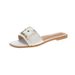 2021 Summer New Korean Style Casual Flat Sandals For Women With Square Buckle, Beach Slippers Trend_vogvips.com