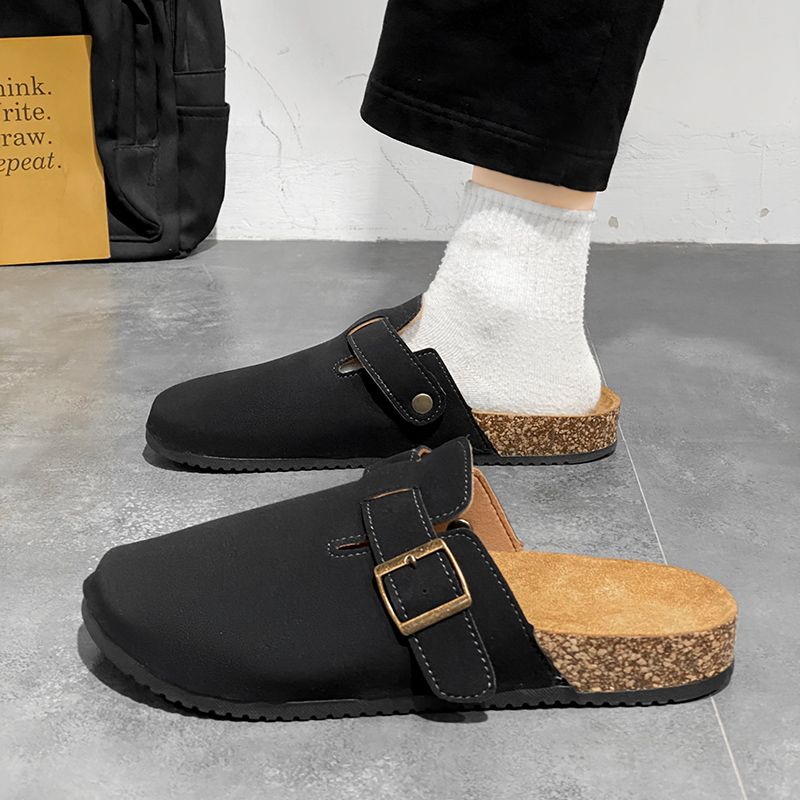 Crestar Fashion Clogs Slippers For Women Classic Suede Men Mules Cork Footbed Leather Potato Shoes With Arch Support_vogvips.com