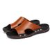 Shoes Sandals Mens Classic Summer Soft Black PU Leather Slippers Lightweight EVA Slides For Men_vogvips.com