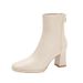 7cm Size 31-40 Square Toe Chunky Mid-Calf Slim Martin Height Increasing High Heel Back Zipper Short Boots For Women_vogvips.com