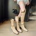 Western Cowboy For Women, Slouch 2024 New Autumn Single Pointed Toe Long Boots, Mid-Calf Chunky Heel Riding Boots_vogvips.com
