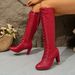 Plus Size High Heeled Fashion Boots Women's Pointed Toe Slimming Chunky Heel European American Style Winter_vogvips.com