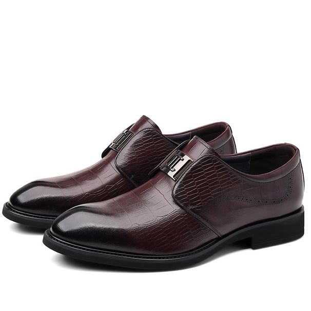 Men's business dress shoes Leather British casual shoes men's pointed cowhide shoes wedding shoes_vogvips.com