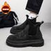 European Warm Series Autumn Men's High-top Fleece-lined Casual Martin Solid Color Thick-soled Fashion Sock Shoes Outdoor Slip-on Work Boots_vogvips.com