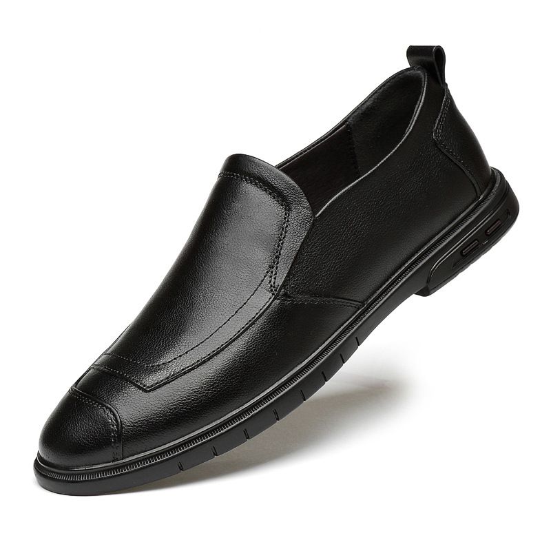 First Layer Casual Leather Shoes Foot Cover Dress Splicing Work Casual Leather Shoes Rubber Non-slip Sole_vogvips.com