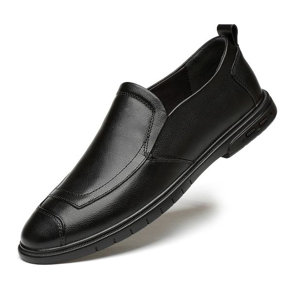 First Layer Casual Leather Shoes Foot Cover Dress Splicing Work Casual Leather Shoes Rubber Non-slip Sole_vogvips.com