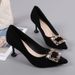 Women's 2026 New Style Professional Pointed-toe High-heeled Shoes With Suede Finish, Stiletto Heel, And Diamond_vogvips.com