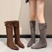 2025 New Style Ruched Slouchy Over-the-Knee Chunky Heel Long Women Belt Buckle High Tube Riding Boots_vogvips.com