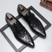 Voyage Fashion Men's British Business Casual Genuine Buckle Monk Pointed Toe Shiny Formal Trendy Single Leather Shoes_vogvips.com