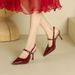 French Style Burgundy High Sandals For Women 2025 Summer New Closed Toe One Strap Thin Heel Elegant Single Shoes To_vogvips.com
