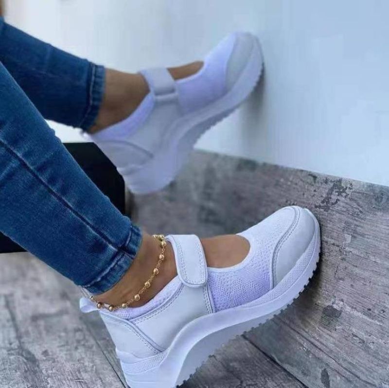 New Single Shoe Women's 2021 Summer New Slope Heel Velcro Casual Large Sports Shoes_vogvips.com