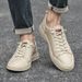 Men's Casual Board Shoes Small Size Lace-up-free Leather Board Shoes Hollow Hole White Shoes_vogvips.com