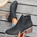 Women's Winter Ankle Boots Hollow Out Mid Heel Side Zipper Martin Chunky Heel New_vogvips.com