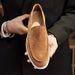 Euro Step British Style Flat Handmade Casual Shoes Men's Slip-On Genuine Leather Loafers_vogvips.com