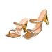 Women's Heeled Sandals Gold Shaped Heel One-legged Sandals Fashion Party Square Toe Heeled Sandals_vogvips.com