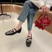 Women's Shoes Soft Leather Handmade Single Shoes For Women New Square Toe Cross Strap Mary Jane Shoes Retro Style Shallow Mouth Single Shoes_vogvips.com