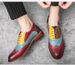 Men's Business Formal Wear, Brogue Carved British Style, Color-blocked, Height-increasing Leather Shoes For Grooms And_vogvips.com
