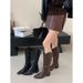 V-Mouth Rivet Pointed Toe Western Cowboy Over-The-Knee Heel Long Women High Tube Knight Boots_vogvips.com