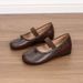 Hidden Wedge Mary Jane Women's Fashionable Shallow Mouth Soft Leather Tabi Split Toe Wrinkled Strap Flat Pig Hoof Shoes_vogvips.com