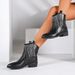 Elegant Rhinestone Fringe Boots For Women - Pointed Toe Chunky Heel Mid Calf Boots With Sparkling Accents_vogvips.com