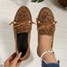Women's Plus Size Slip-On Loafers Leopard Print Flat Bottom With Bow Beaded Retro Style Shoes For Autumn_vogvips.com