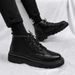 European Warm Series Martin Autumn High-top British Style Black Work Boots Men's Mid-top Leather Motorcycle Trendy Shoes_vogvips.com