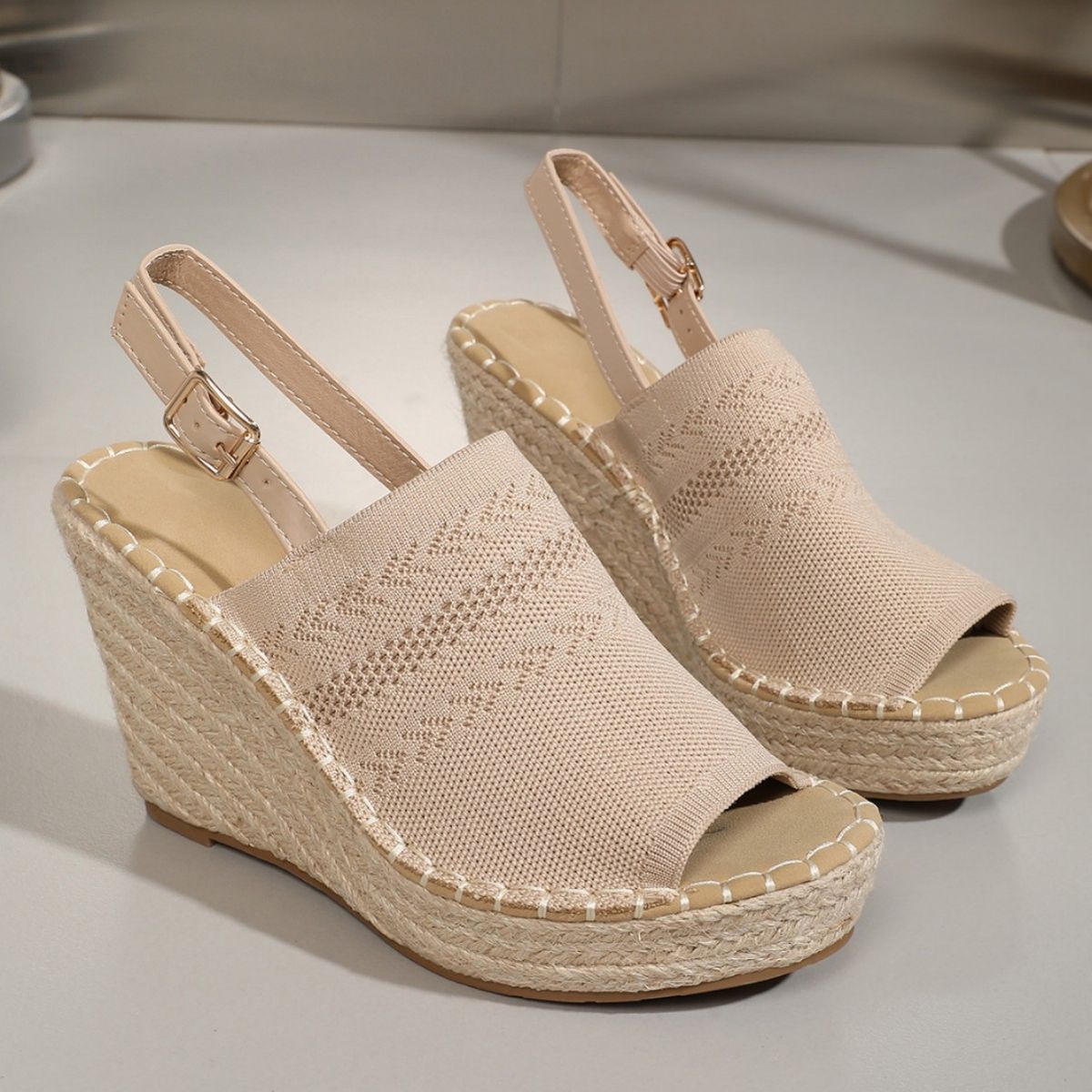 Women's Shoes Exclusive Open Toe Sandals Summer New Beach Back Empty Wedge Thick Soled Sandals For Women Woven Breathable_vogvips.com