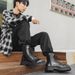 Retro Thick-soled Heightening Slim-fitting Tooling Boots Lace-up Locomotive Wind Martin Boots_vogvips.com