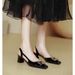 2025 Summer New French Style One-Strap Closed-Toe Sandals For Women, Chunky Heel Square Toe Backless Single Shoes, Red_vogvips.com