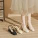 Women's Shoes Elegant Basics Casual Business Wedding Party Square Head Rhinestone High Heels Women's Thick Heels One Strap Pearl Buckle Single Shoes_vogvips.com