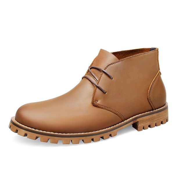 American Retro Martin Boots Large Size Men's Tooling Boots Casual Style Mid-top Leather Shoes Top Layer_vogvips.com