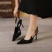 2024 Summer New Pointed Black Water Diamond Pin Emblem High Slender Heel Sexy Shallow Mouth Sandals Women's Shoes_vogvips.com