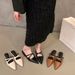 French-style Retro Closed-toe Mules For Women, 2025 New Summer Pointed-toe Slip-on Flat Sandals_vogvips.com