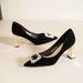 7777L-221 Best-selling Suede Sole Single With Diamond Square Buckle, Chunky Heel, Wine Red Pointed Toe, Light Luxury_vogvips.com