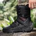 Outdoor Hiking Shoes Men Lace-up High-top Anti-slip Thick-soled Combat Boots Men Breathable Shock-absorbing Casual Sports Shoes_vogvips.com