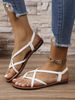 Women's 2024 New Style Woven Slip-On Roman Beach Sandals, Large Size 43, Casual Flat Thong Sandals For Foreign Trade_vogvips.com