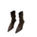 French Style Elegant High Heel Slim Short For Women 2025 New Brown Autumn Winter Fleece Lined Pointed Toe Small Ankle_vogvips.com