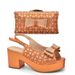 Bow embellish round head and tie thick sandals with the same color style dinner clutch bag_vogvips.com