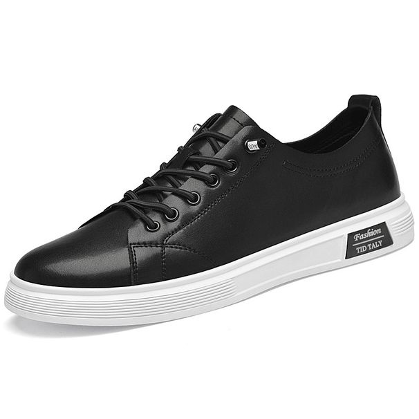 Low-top Single Shoes Round Head Comfortable Leather Surface White Shoes Often Work Business Board Shoes_vogvips.com