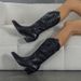 Elegant Embroidered Mid-Calf Boots For Women – Chunky Heel, Fashionable & Comfortable – Available In Multiple Colors & Sizes"_vogvips.com