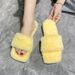 Large Size Furry For Women 2021 Autumn Winter New Flat Slide Sandals Internet Celebrity Outdoor Cotton Slippers Trendy_vogvips.com