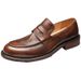 Euro Step British Style Penny Loafers First Layer Cowhide Moccasins Handmade Men's Slip-On Lazy Casual Leather Shoes_vogvips.com