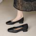 Loafers 2026 New Style Chunky Heel Gentle Fairy Square Toe Slip-On Flat Soft Sole Versatile Women's Shoes_vogvips.com