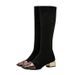 Over-the-Knee Square Toe Stretch Slim 2024 Autumn Winter New Patchwork Fashion Boots Chunky High Heels Versatile_vogvips.com