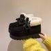 Korean Style Personalized Lace-Up Platform Snow For Women Winter Warm Slip-On Short Plush Cotton Shoes Non-Slip_vogvips.com