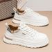 Men's White Breathable Sneakers Lightweight Thick Sole Casual Skate Shoes Trendy Fashion Versatile Athletic Lace Up Comfort_vogvips.com