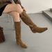 2025 Niche Fashion Pleated Belt Buckle Slimming Over-the-Knee Wedge Long Western Cowboy Boots For Women_vogvips.com